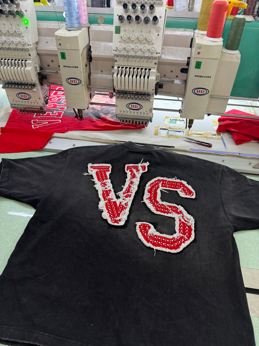 Custom Vintage Washed Rhinestone Applique Graphic T-Shirt