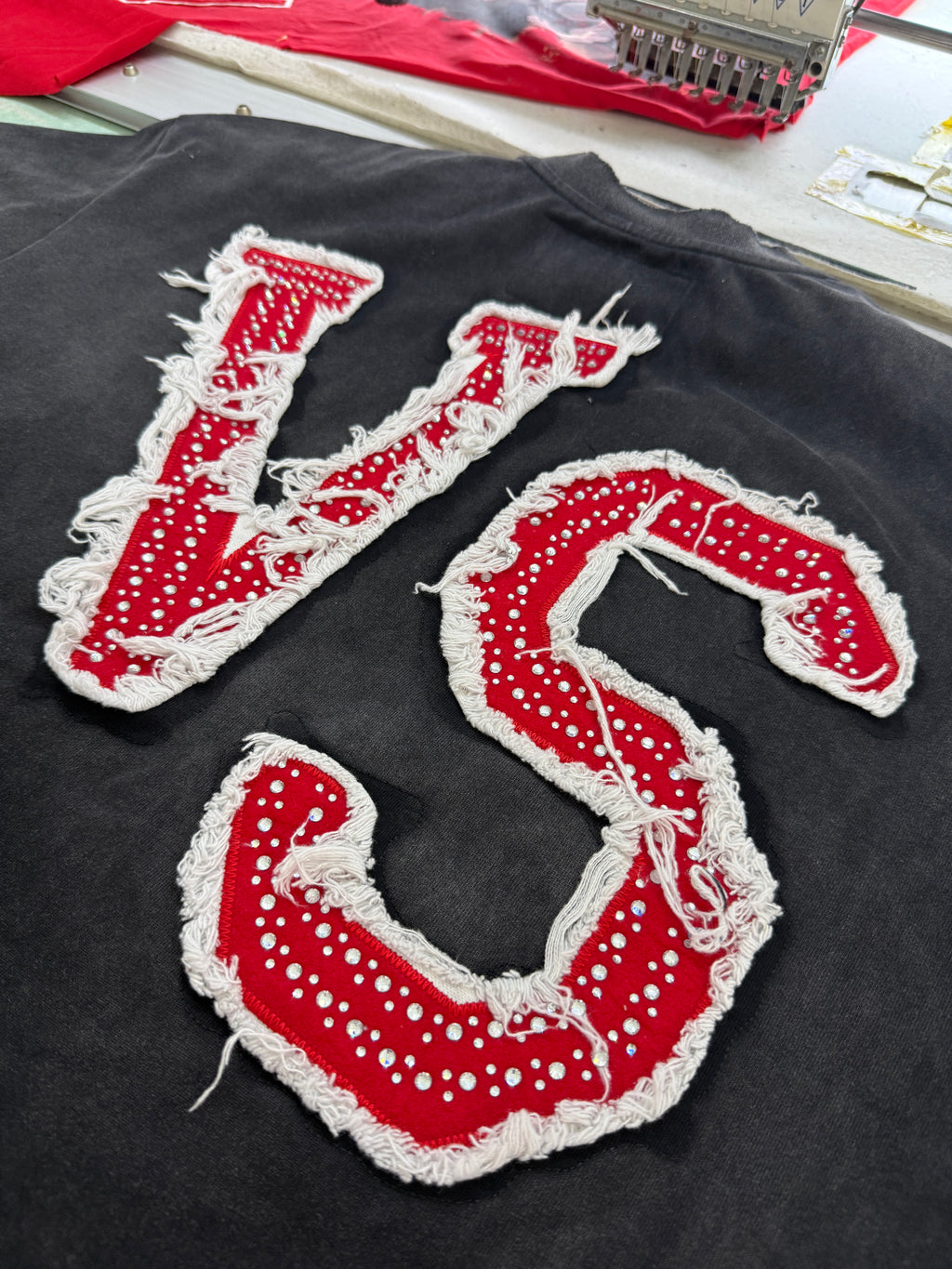 Custom Vintage Washed Rhinestone Applique Graphic T-Shirt