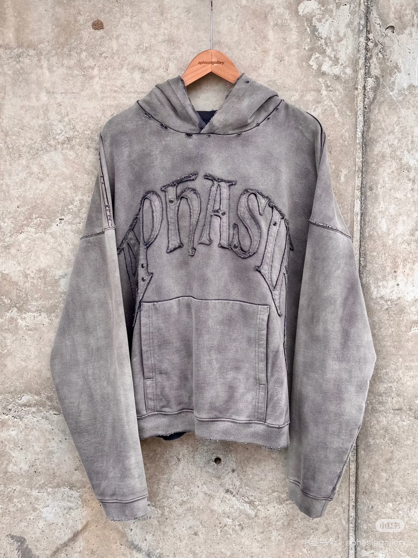 Custom Vintage Washed Distressed Applique Hoodie