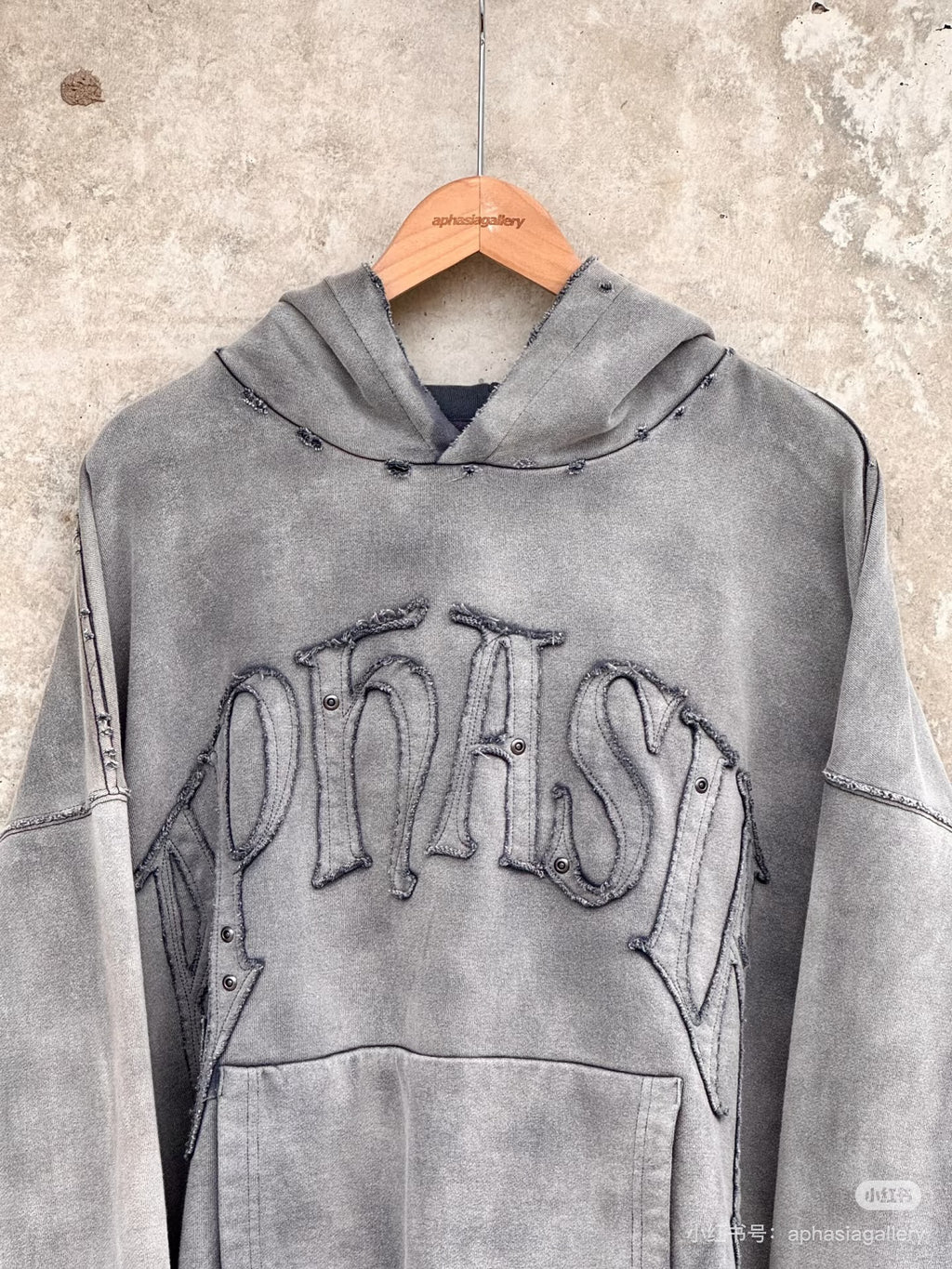 Custom Vintage Washed Distressed Applique Hoodie