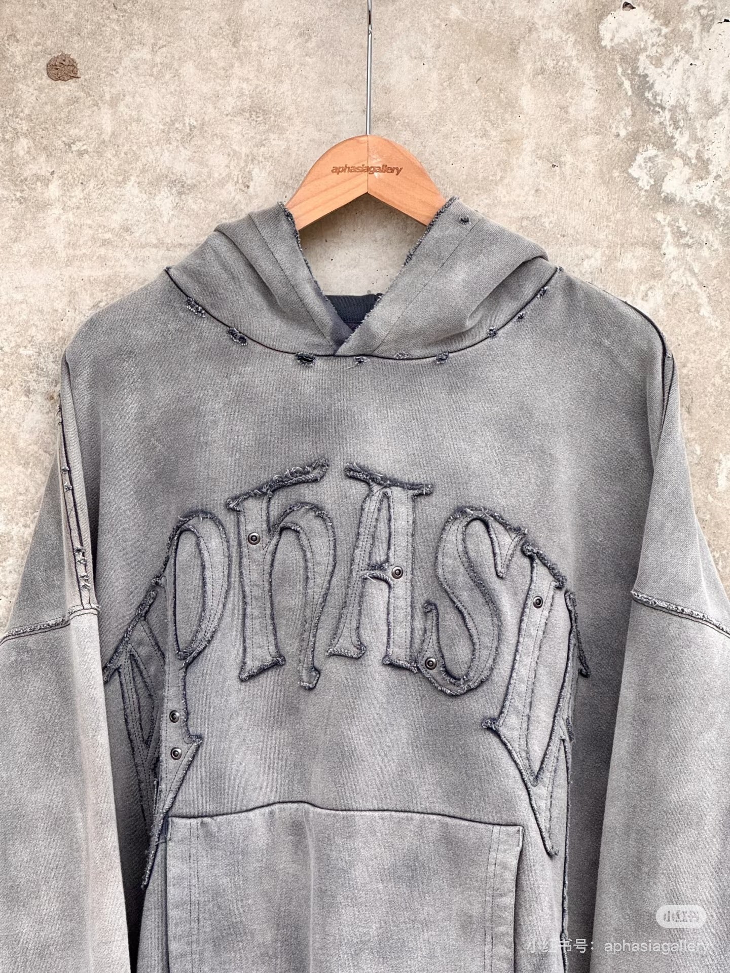 Custom Vintage Washed Distressed Applique Hoodie