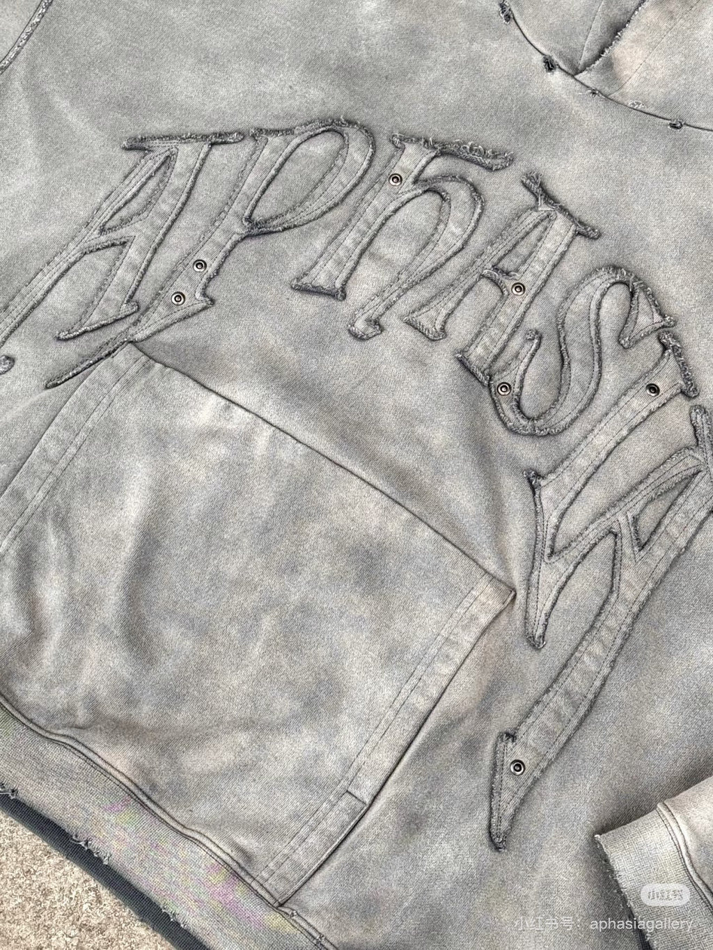 Custom Vintage Washed Distressed Applique Hoodie