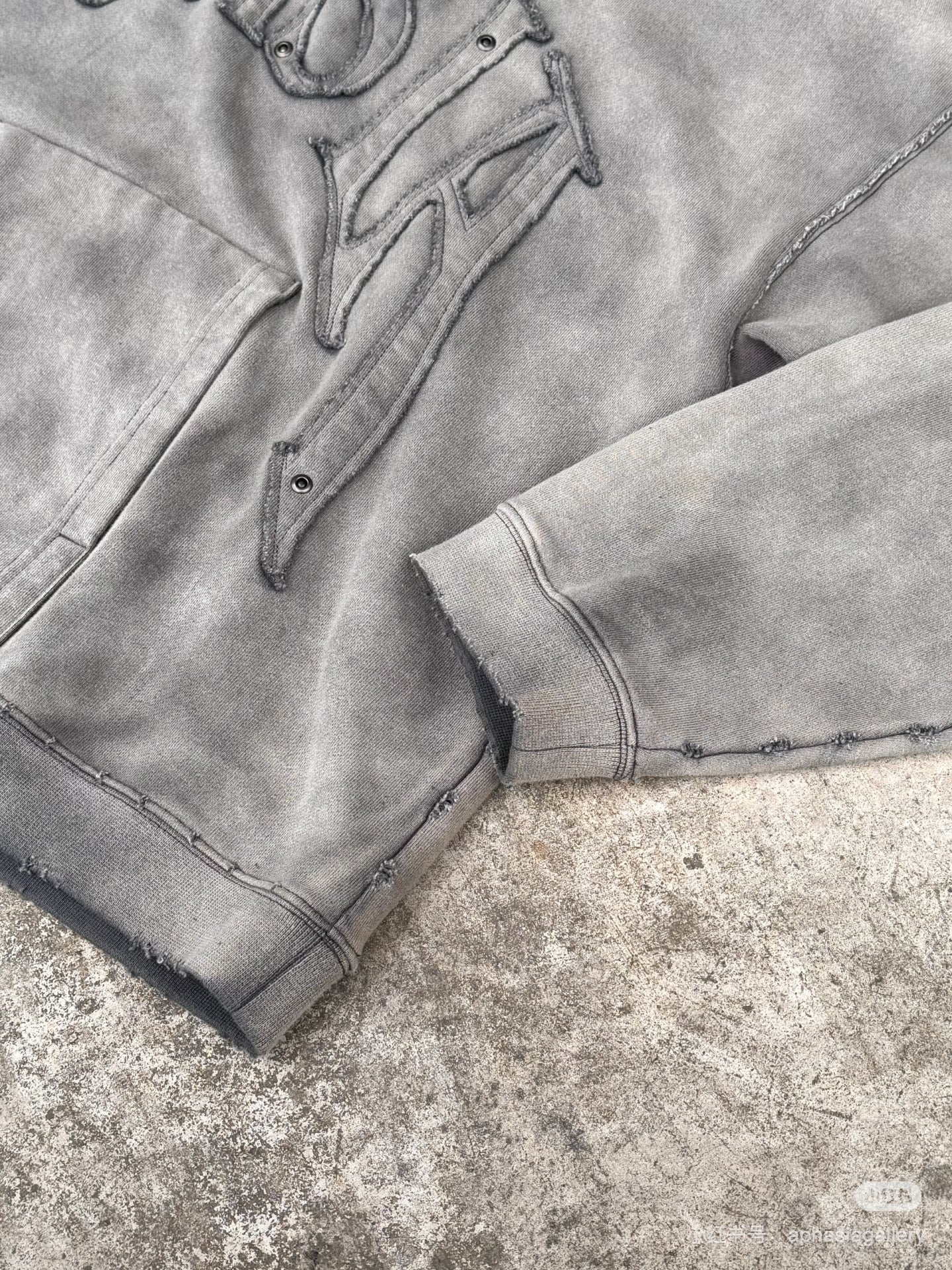Custom Vintage Washed Distressed Applique Hoodie